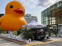 Promoting cars with inflatable objects is just ducky